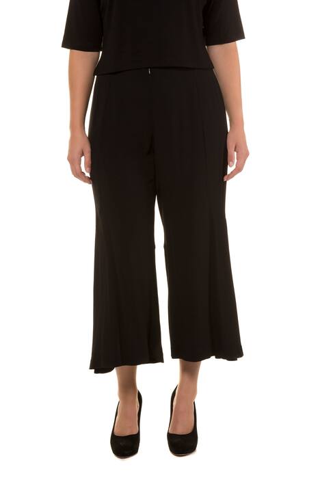 Flat Front Elastic Back Wide Leg Culottes