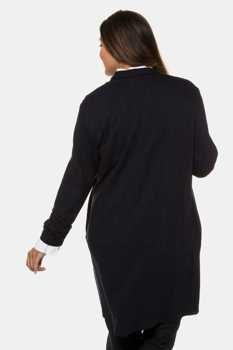 Vest, langer model, sjaalkraag, drukknoop