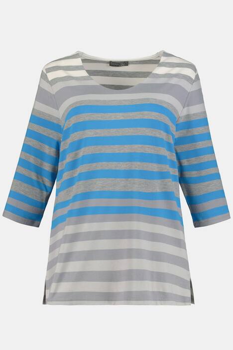 Shirt, Classic, Rundhalsausschnitt, 3/4-Arm, Streifen