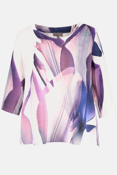Abstract Watercolor Rounded V-Neck Blouse