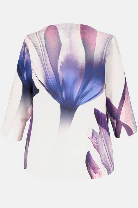 Abstract Watercolor Rounded V-Neck Blouse