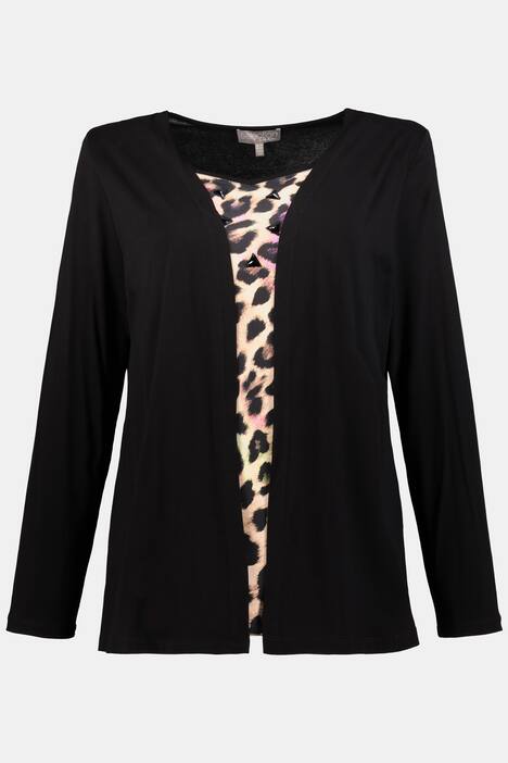 2 in 1 Leopard Print Beaded Stretch Knit Top