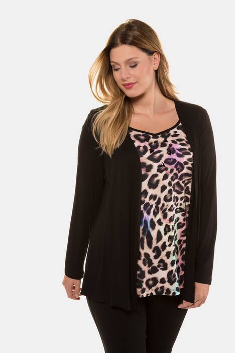2 in 1 Leopard Print Beaded Stretch Knit Top