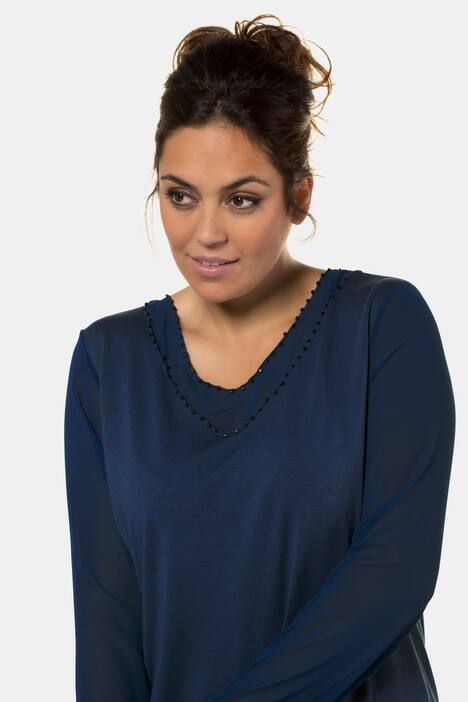 V-Shirt, Perlen, A-Linie, Chiffon, Jersey, selection