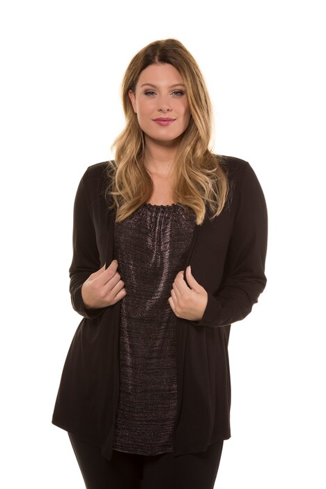 2 in 1 Glitter Metallic Inset Stretch Knit Top