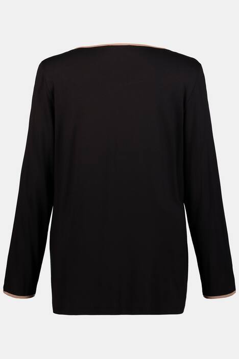 Piping Accent Keyhole Stretch Knit Top