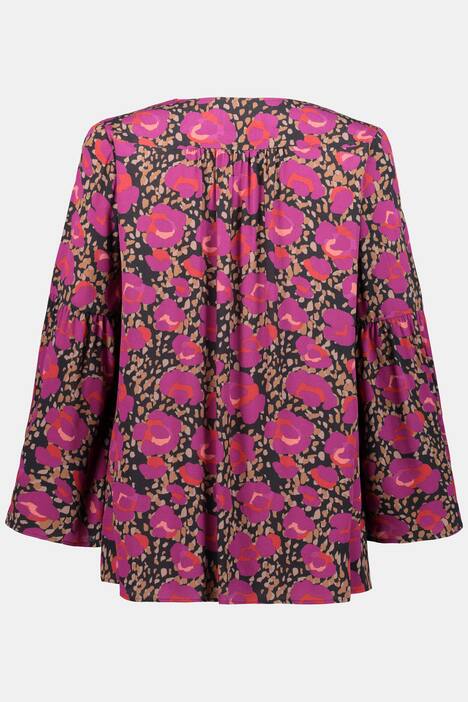 Expressionist Floral Print V-Neck Blouse