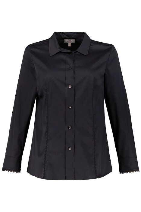 Subtle Shimmer Lace Trim Button Front Shirt