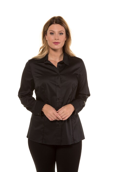 Subtle Shimmer Lace Trim Button Front Shirt