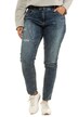 Seam Detail Curvy Fit Distresed Stretch Cotton Jeans