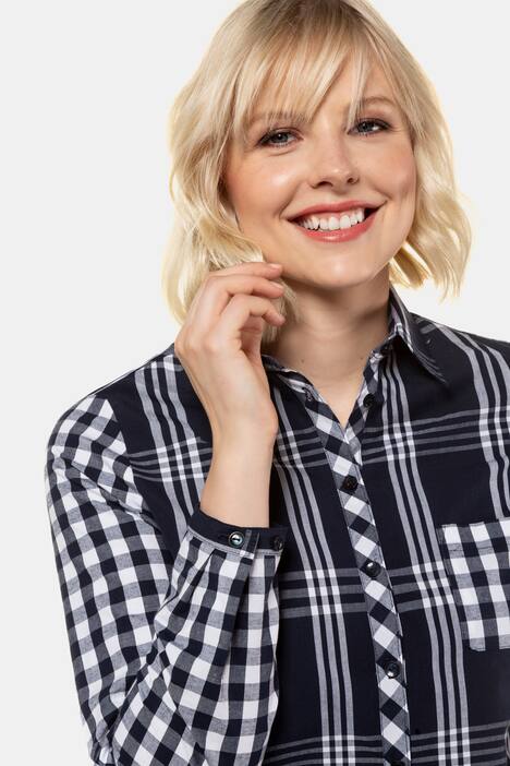 Bluse, Karo-Mix, Langarm, Krempelriegel