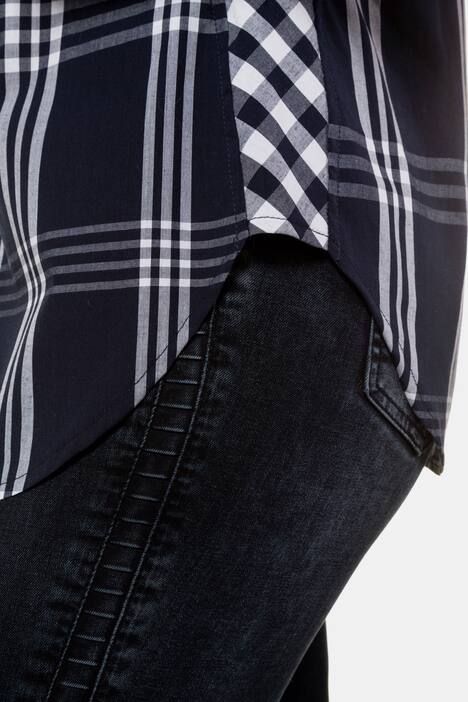 Bluse, Karo-Mix, Langarm, Krempelriegel