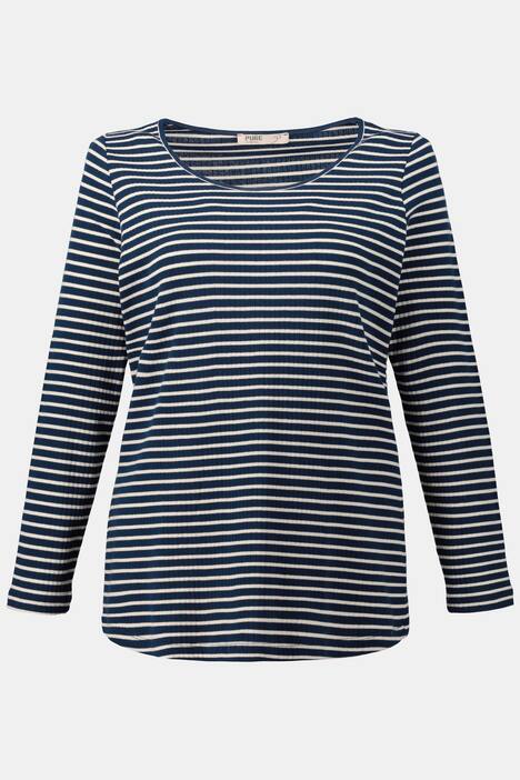 Shirt, Ringel, Slim, Rippjersey, Biobaumwolle