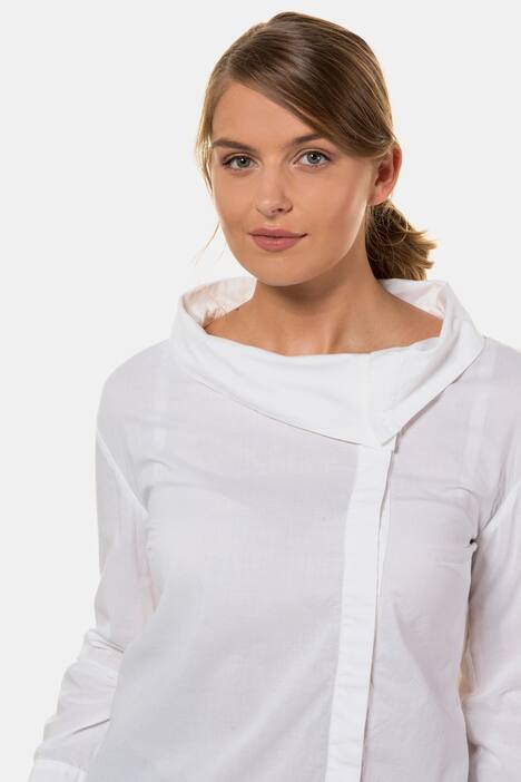 Hemdbluse, asymmetrischer Kragen, Knopfleiste versetzt