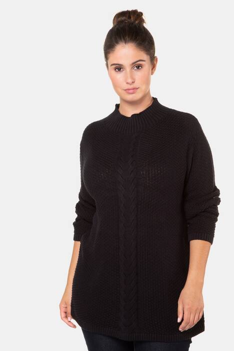 Pullover, Feinstrick, Zopfmuster vorne, Langarm