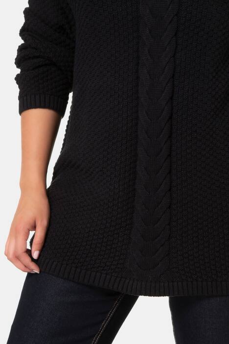 Pullover, Feinstrick, Zopfmuster vorne, Langarm