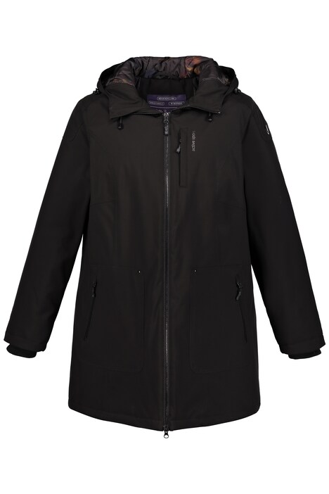 Long Softshell Hooded Quilted Lined Jacket