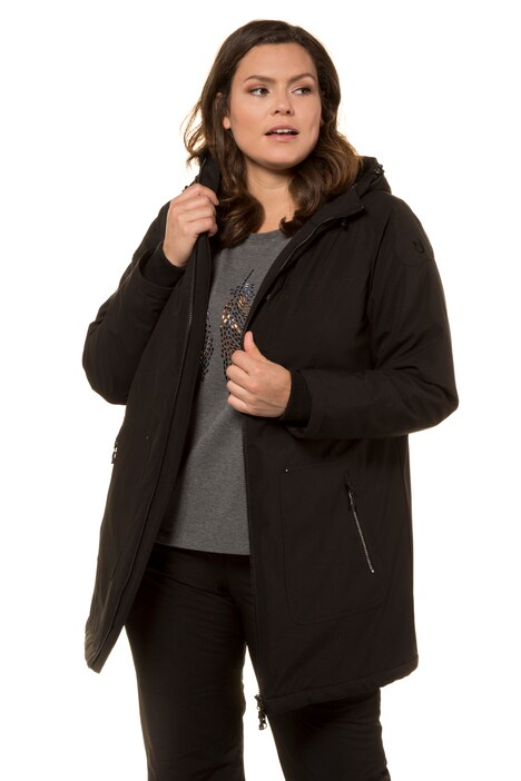 Long Softshell Hooded Quilted Lined Jacket