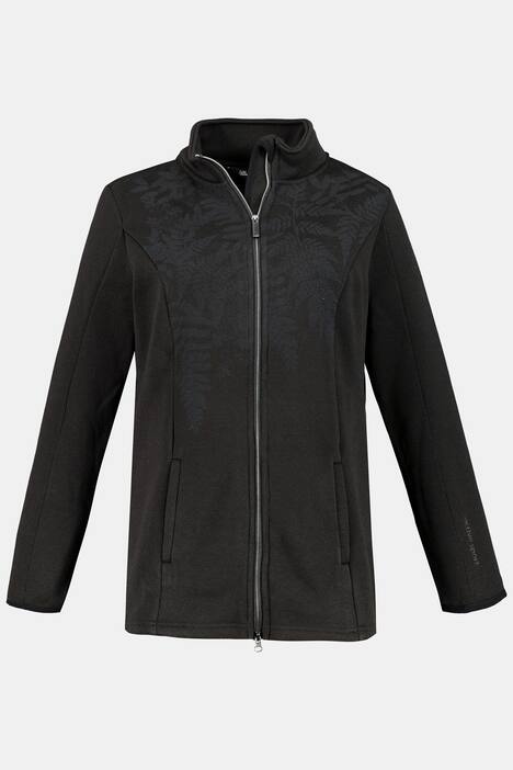 Strickfleece-Jacke, Farndruck, Stehkragen