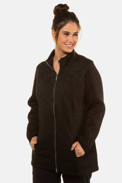 Strickfleece-Jacke, Farndruck, Stehkragen