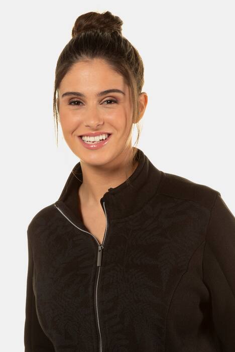 Strickfleece-Jacke, Farndruck, Stehkragen