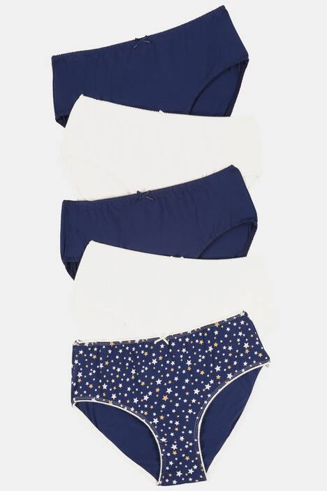 Slips, 5er-Pack, Sterne / weiß / dunkelblau