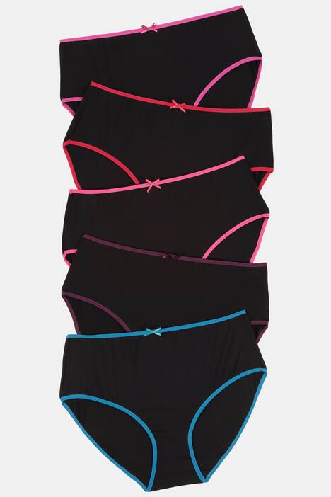 Slips, 5er-Pack, schwarz, bunte Bündchen