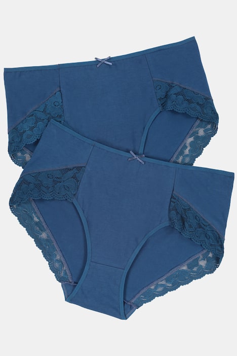 2 Pack of Lace Trim Comfort Panties - Blue