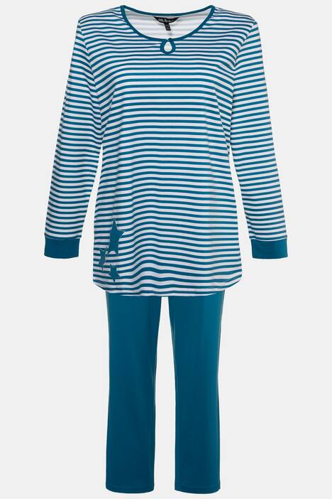 Star Applique Striped Cotton Knit Pajama Set