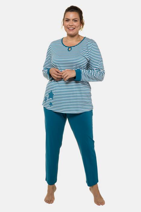 Star Applique Striped Cotton Knit Pajama Set