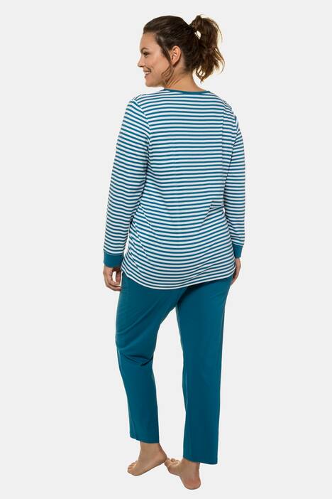 Star Applique Striped Cotton Knit Pajama Set