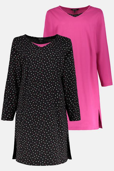 Bigshirts, 2er-Pack, Pink/Herzmuster, bis Gr. 66/68