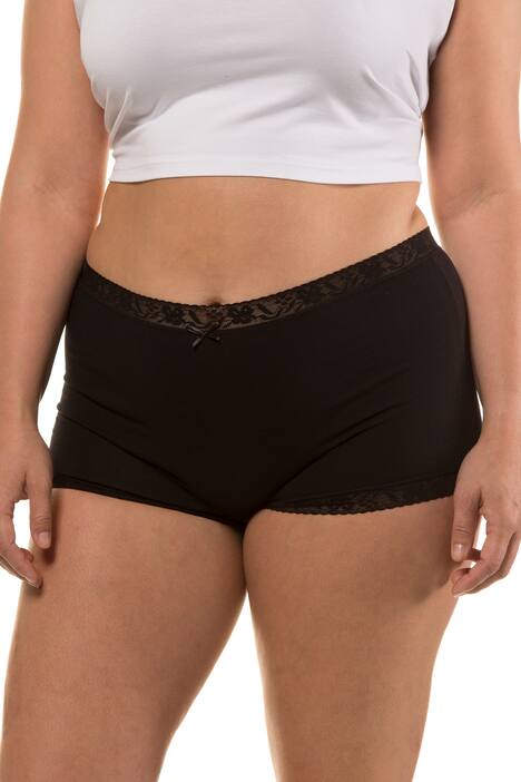 2 Pack of Lace Trim Boyshorts Panties - Black, White