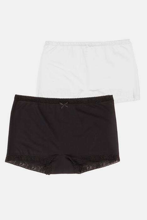 2 Pack of Lace Trim Boyshorts Panties - Black, White