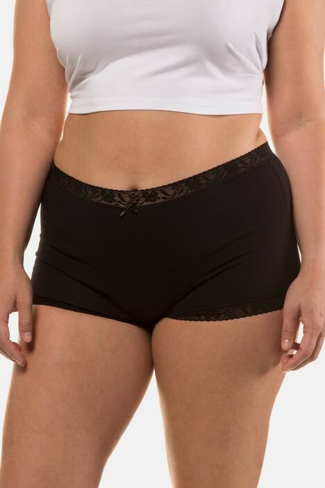 2 Pack of Lace Trim Boyshorts Panties - Black, White