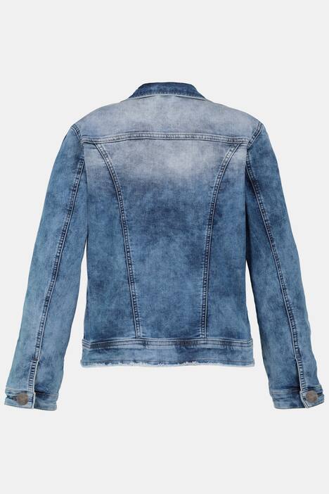 Jeansjacke, Blüten-Patches, Fransensaum