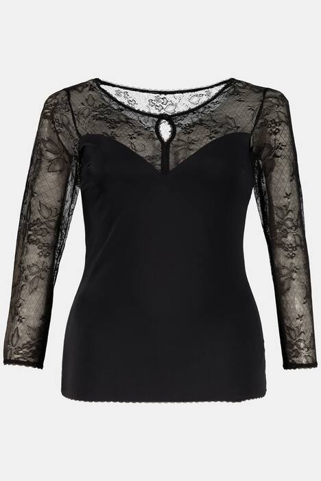 Black Lace Stretch Long Sleeve Shapewear Top