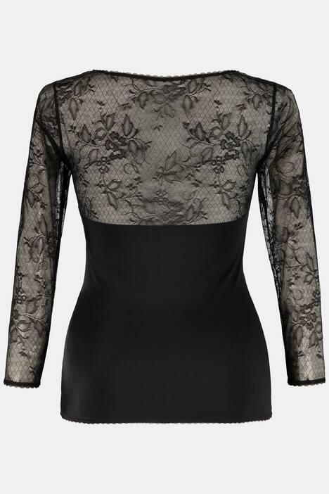 Black Lace Stretch Long Sleeve Shapewear Top
