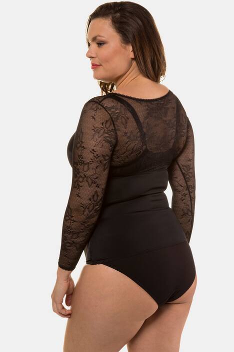 Black Lace Stretch Long Sleeve Shapewear Top