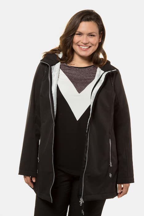 Fleece Lined Softshell Hooded Stretch Jacket
