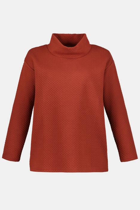 Textured Oversized Fit Stretch Knit Turtleneck
