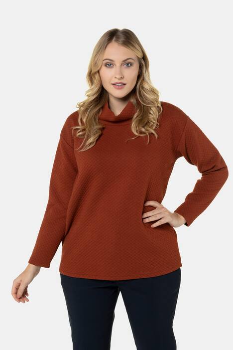 Textured Oversized Fit Stretch Knit Turtleneck