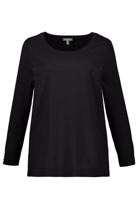 Pearl Accent Sleeves Round Neck Knit Sweater