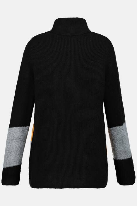 Pullover, Colorblocking, längere Form, Rollkragen