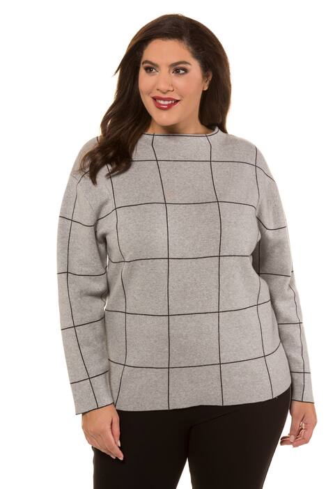 Jacquard Check Long Sleeves Sweater