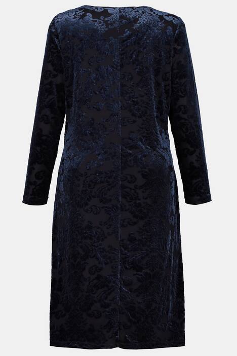 Samt-Wickelkleid, florales Muster, Ausbrenner-Qualität