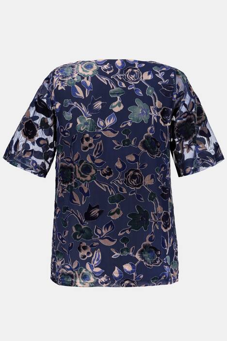 T-Shirt, Blüten, Ausbrenner-Samt, Body gefüttert
