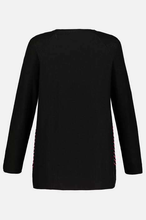 Pullover, gestickte Sterne, Querrippen, Raglanärmel