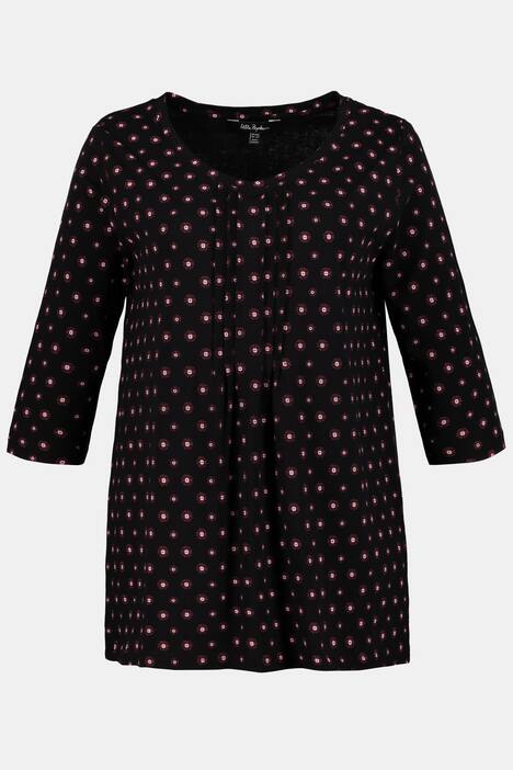 Shirt, gemustert, A-Linie, Biesen, 3/4-Arm