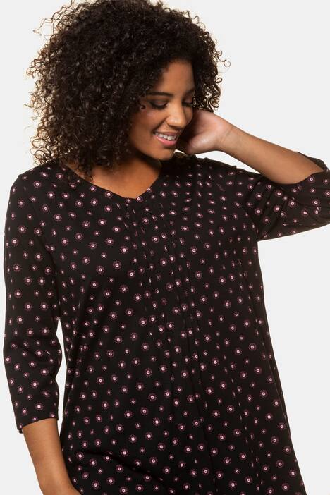 Shirt, gemustert, A-Linie, Biesen, 3/4-Arm